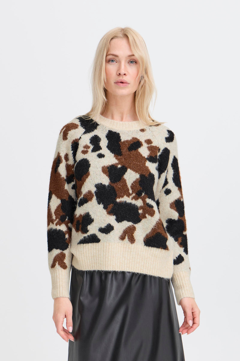 B.Young ByOmea Birch Cow Print Supersoft Knit