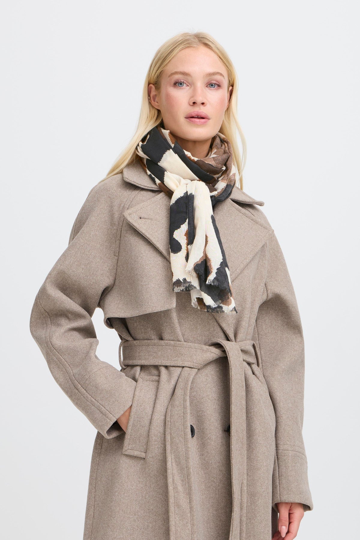 B.Young ByWallam Birch Cow Print Scarf