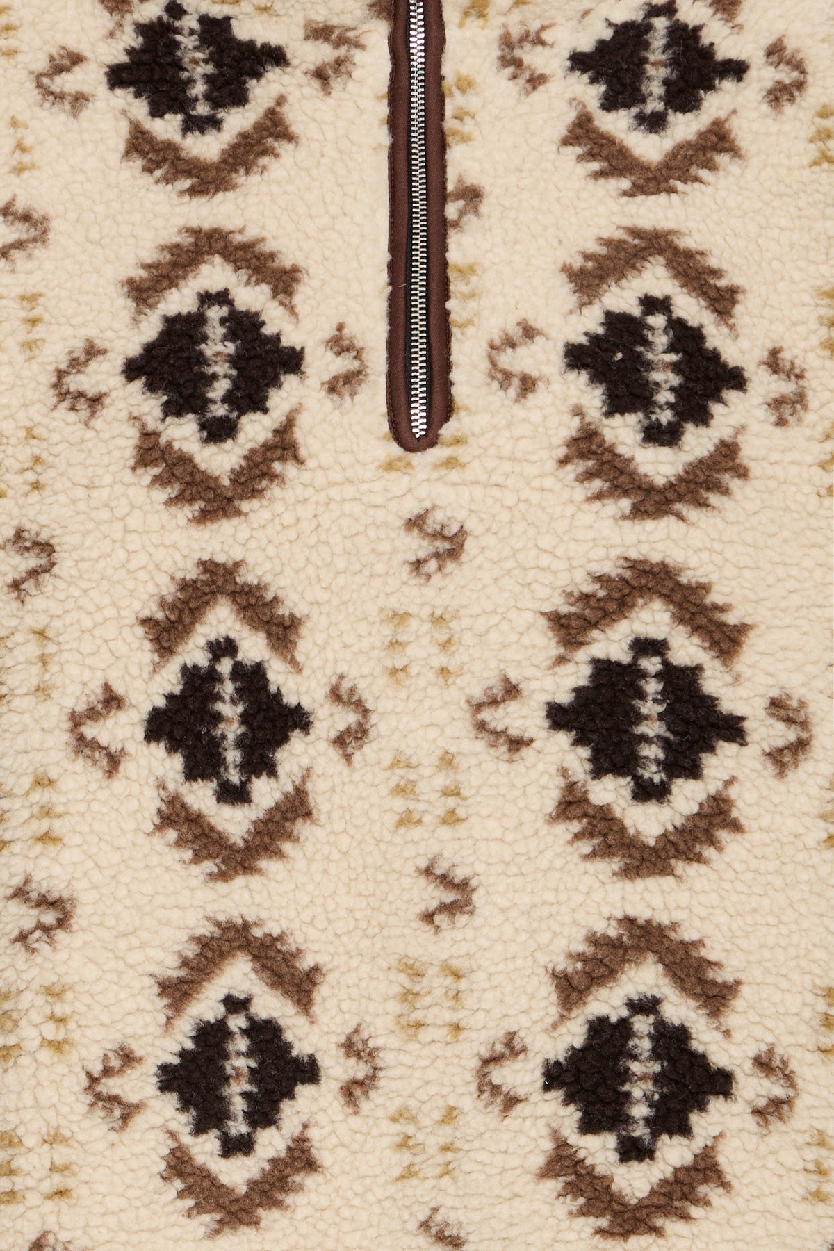 B.Young ByCillan Humus Beige Printed Teddy Fleece Half Zip Jacket