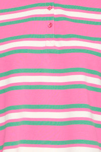 B.Young ByPelda Phlox Pink Multi Stripe Long Sleeve Polo Top, 20818403