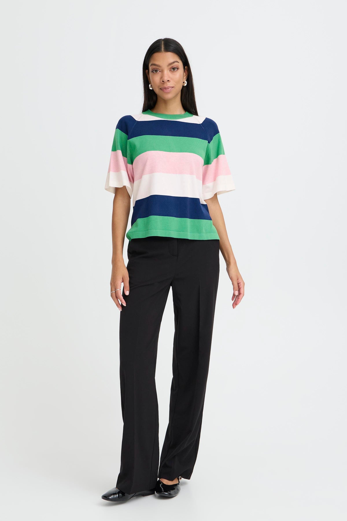 B.Young ByMmorla Parfait Pink Colourblock Stripe Knit