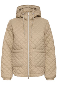 B.Young ByBerta Chinchilla Beige Quilted Jacket with Hood, 20818518