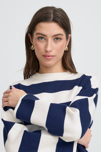 B.Young ByOtari Medieval Blue Striped Supersoft Knit
