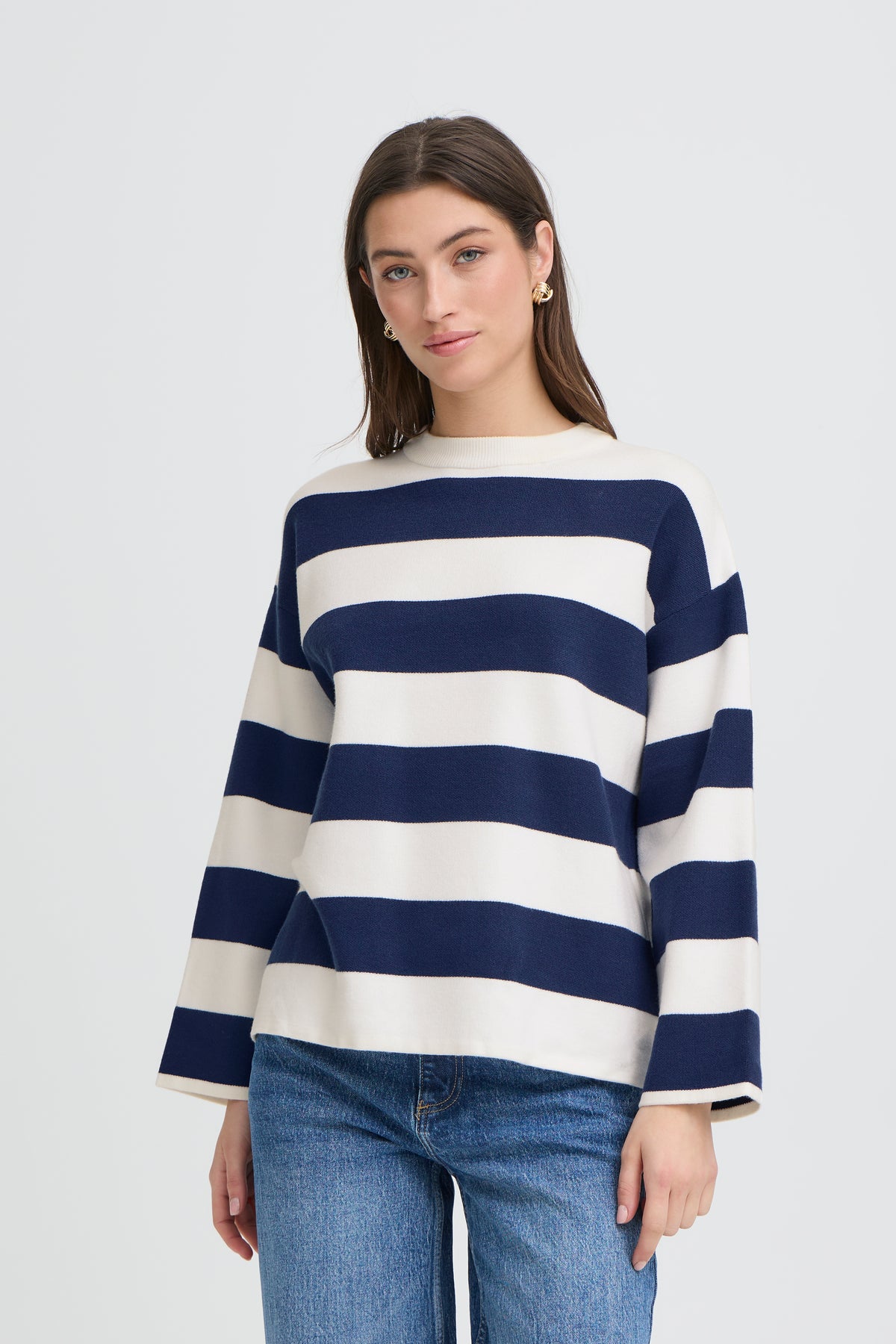 B.Young ByOtari Medieval Blue Striped Supersoft Knit