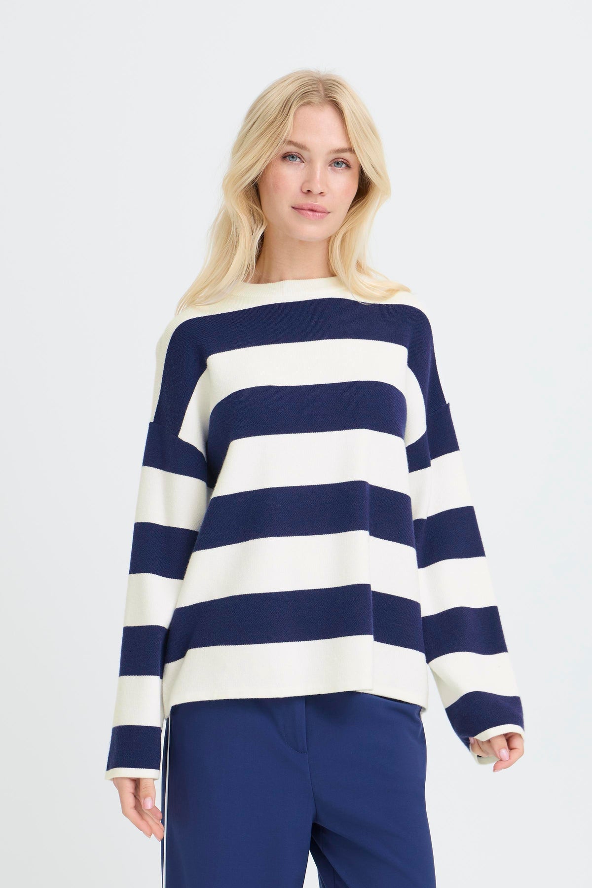 B.Young ByOtari Medieval Blue Striped Supersoft Knit