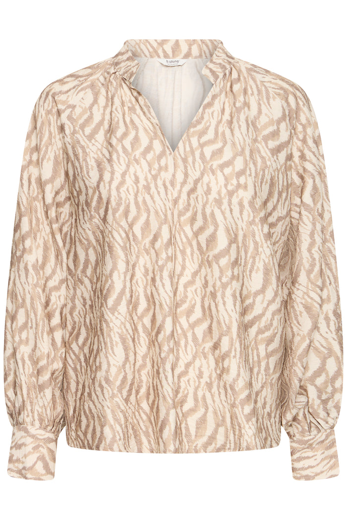 B.Young ByIkaia Birch Tiger Print V-Neck Blouse, 20818767