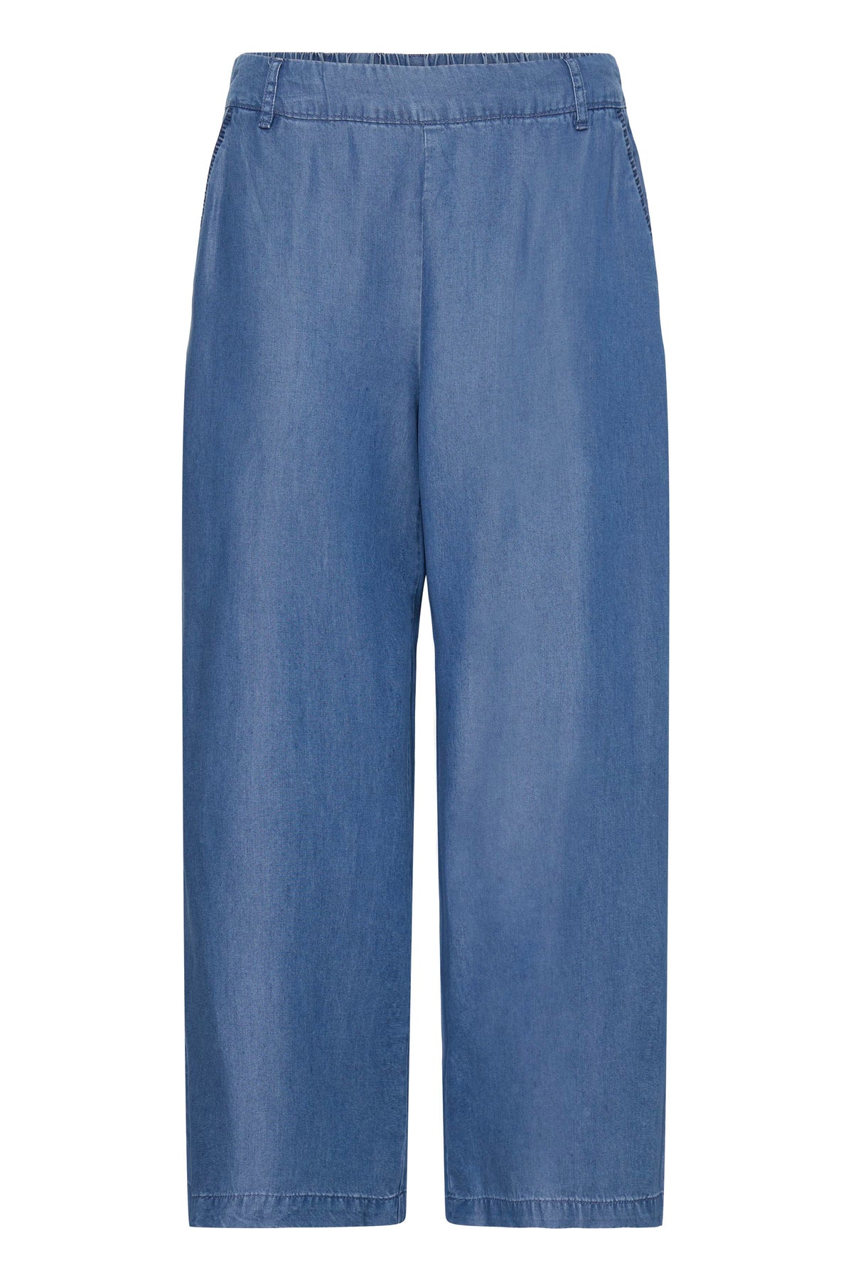 B.Young ByKosmo Mid Blue Denim Wide Leg Cropped Trousers, 20818793