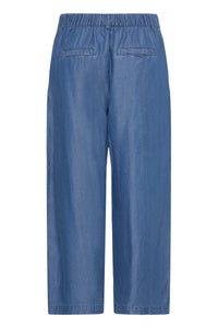 B.Young ByKosmo Mid Blue Denim Wide Leg Cropped Trousers, 20818793