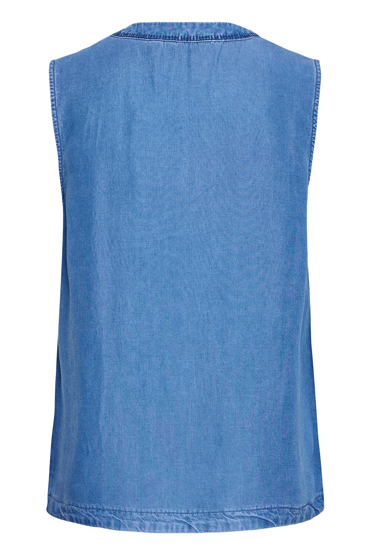 B.Young ByKosmo Mid Blue Denim Embroidered V-Neck Blouse