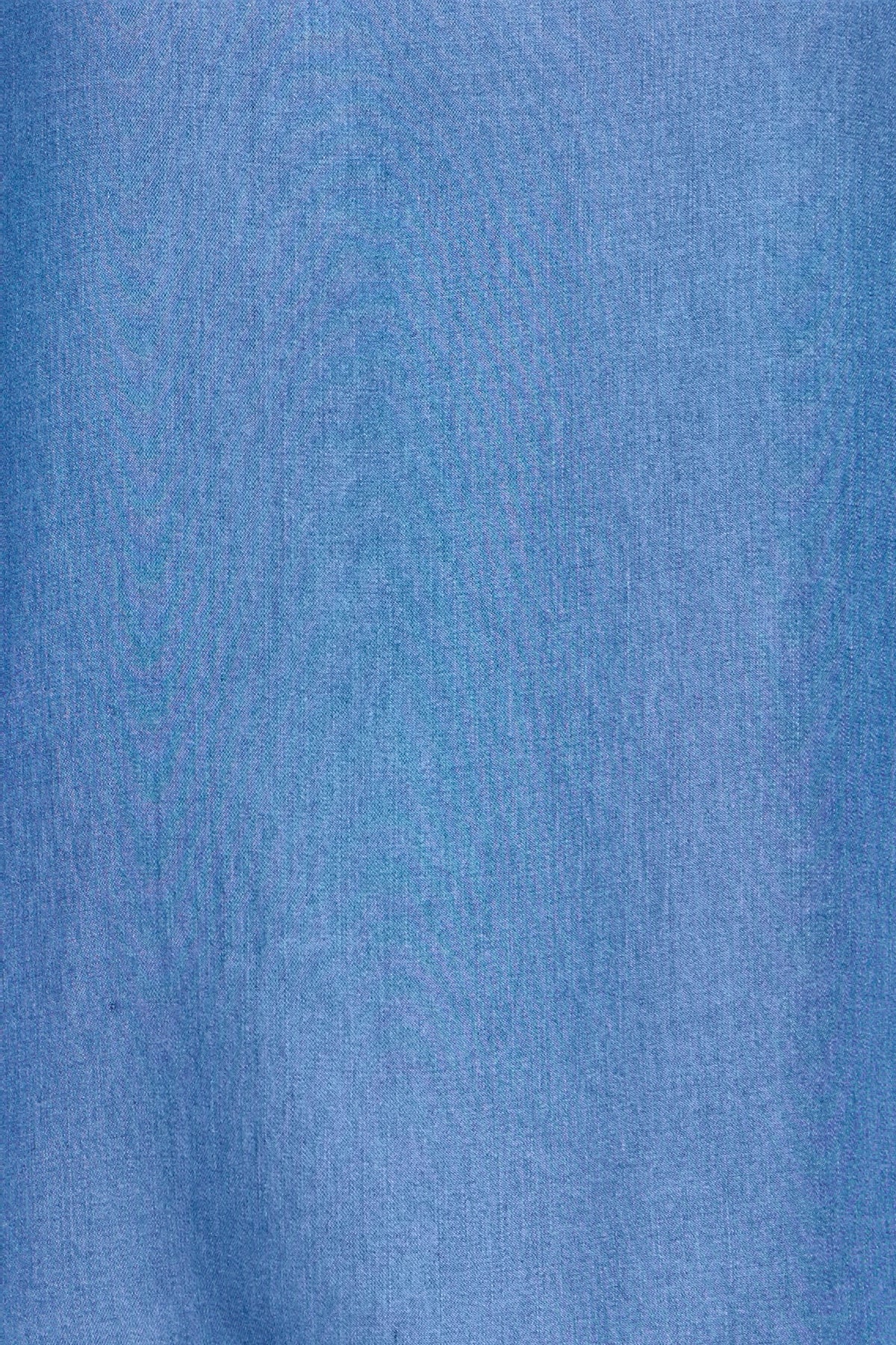 B.Young ByKosmo Mid Blue Denim Embroidered V-Neck Blouse