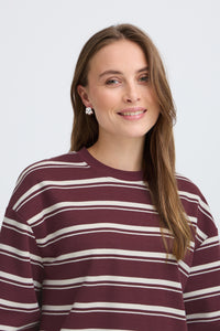 B.Young ByPelda Fig Stripe 3/4 Sleeve T-Shirt