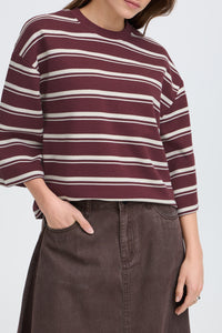 B.Young ByPelda Fig Stripe 3/4 Sleeve T-Shirt, 20819315