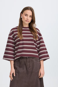 B.Young ByPelda Fig Stripe 3/4 Sleeve T-Shirt
