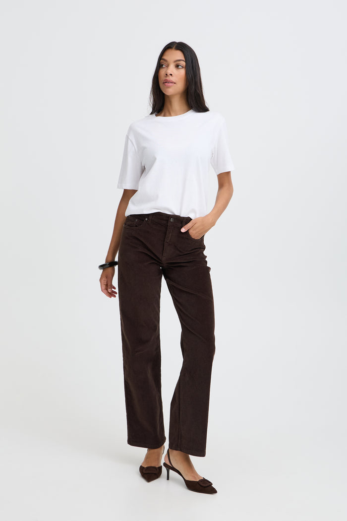 B.Young ByDasik Java Brown Cord Wide Leg Trousers