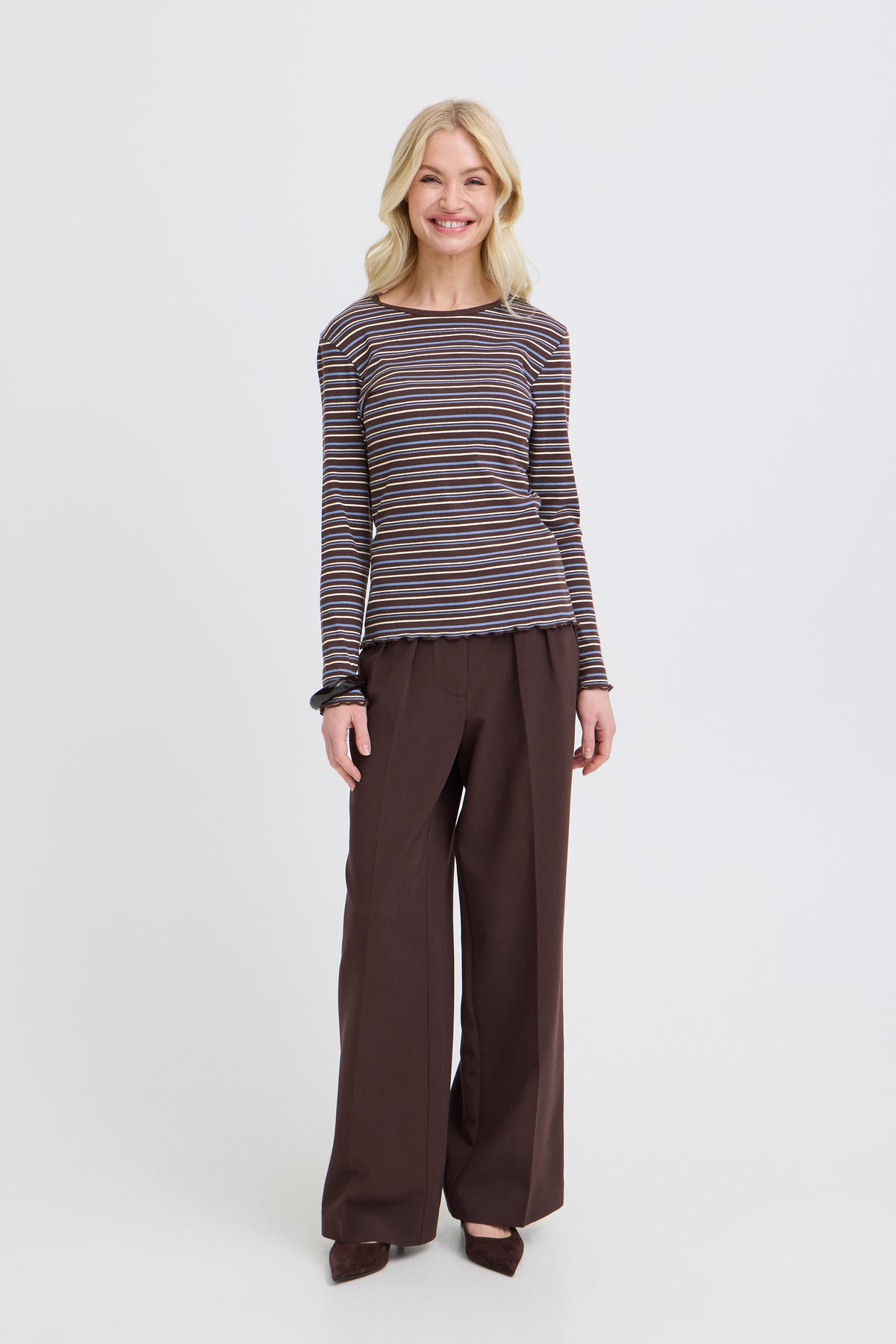 B.Young ByTone Java Stripe Long Sleeve Top