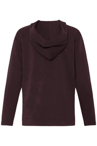 B.Young ByPusti Fudge Burgundy V-Neck Dipped Hem Modal Hoodie
