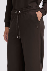 B.Young ByPusti Fudge Burgundy Modal Wide Leg Joggers with Piping Trim, 20819667