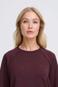 B.Young ByPusti Fudge Burgundy Modal Top with Slit Detailing