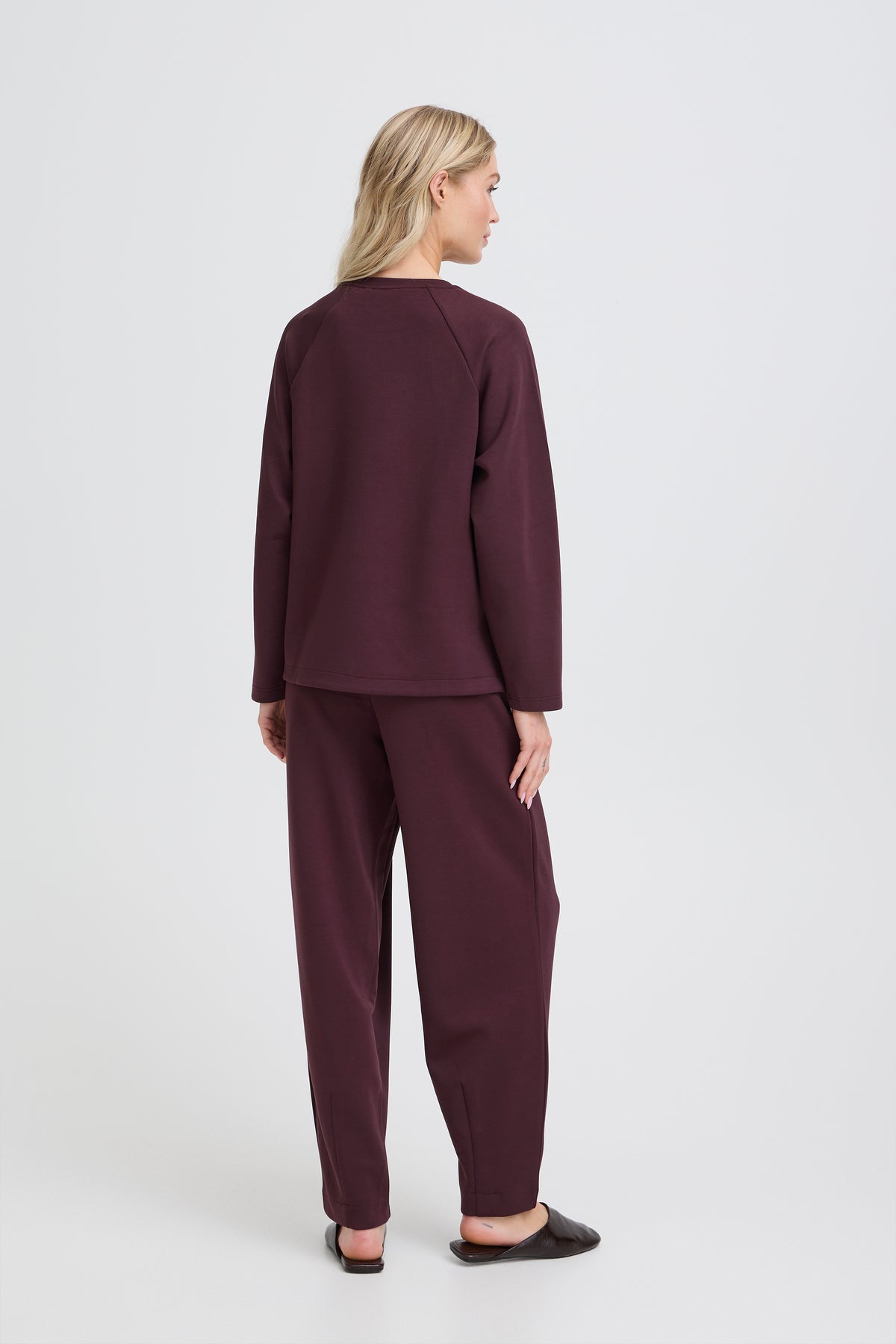 B.Young ByPusti Fudge Burgundy Modal Top with Slit Detailing