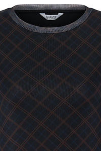 B.Young ByToa Dark Sapphire Check Long Sleeve Mesh Top, 20819912