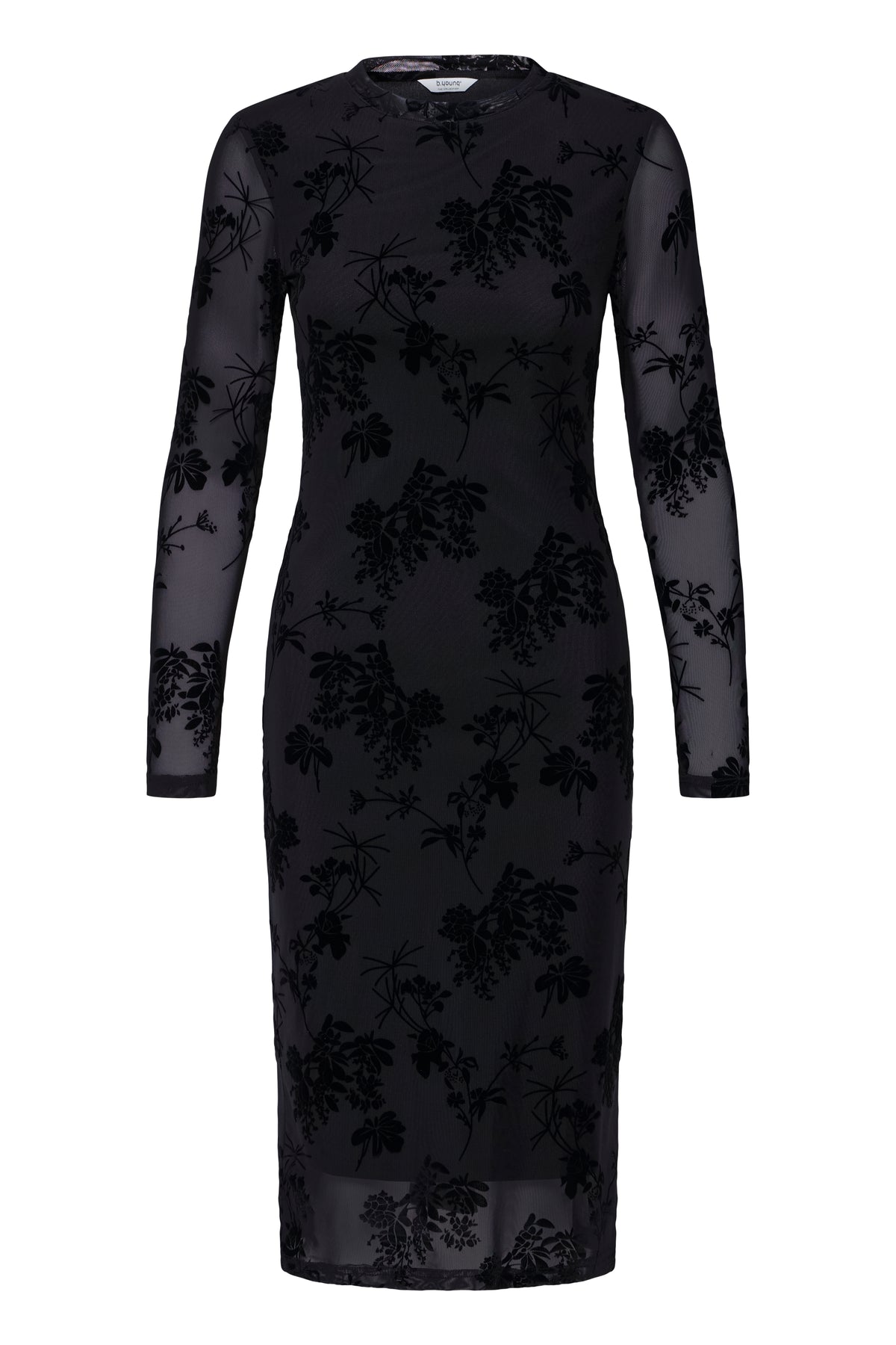 B.Young ByRimesha Black Meteorite Mesh Midi Dress