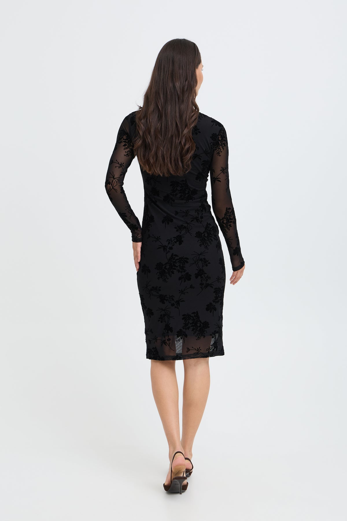 B.Young ByRimesha Black Meteorite Mesh Midi Dress