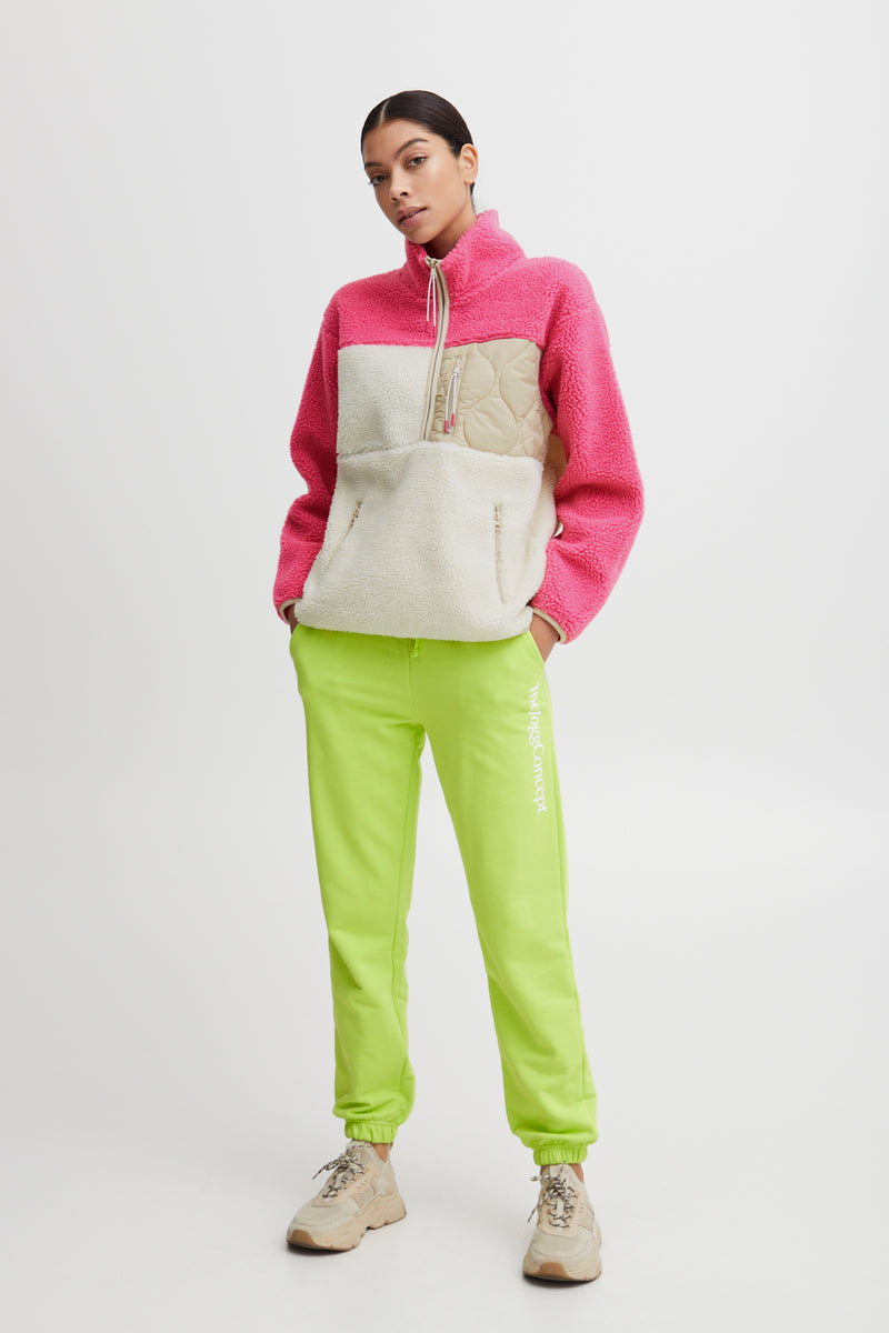 The Jogg Concept JcBerri Azalea Pink Mix Half Zip Teddy Pullover, 22800007  – Ruby 67 Boutique
