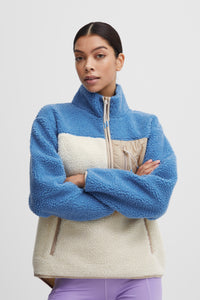 The Jogg Concept JcBerri Malibu Blue Mix Half Zip Teddy Pullover, 22800007