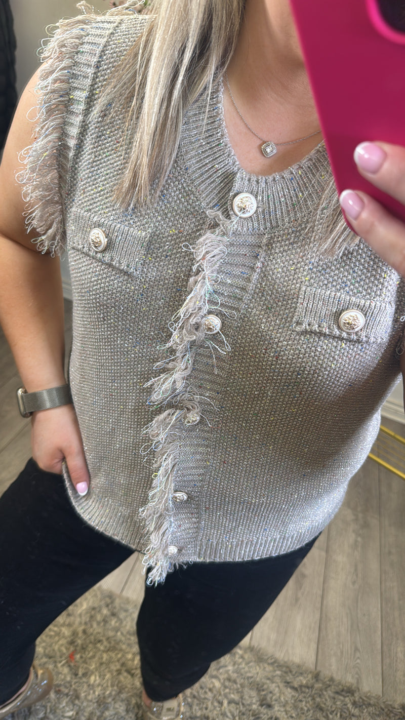 Coster Copenhagen Metallic Sand Lurex Knitted Waistcoat