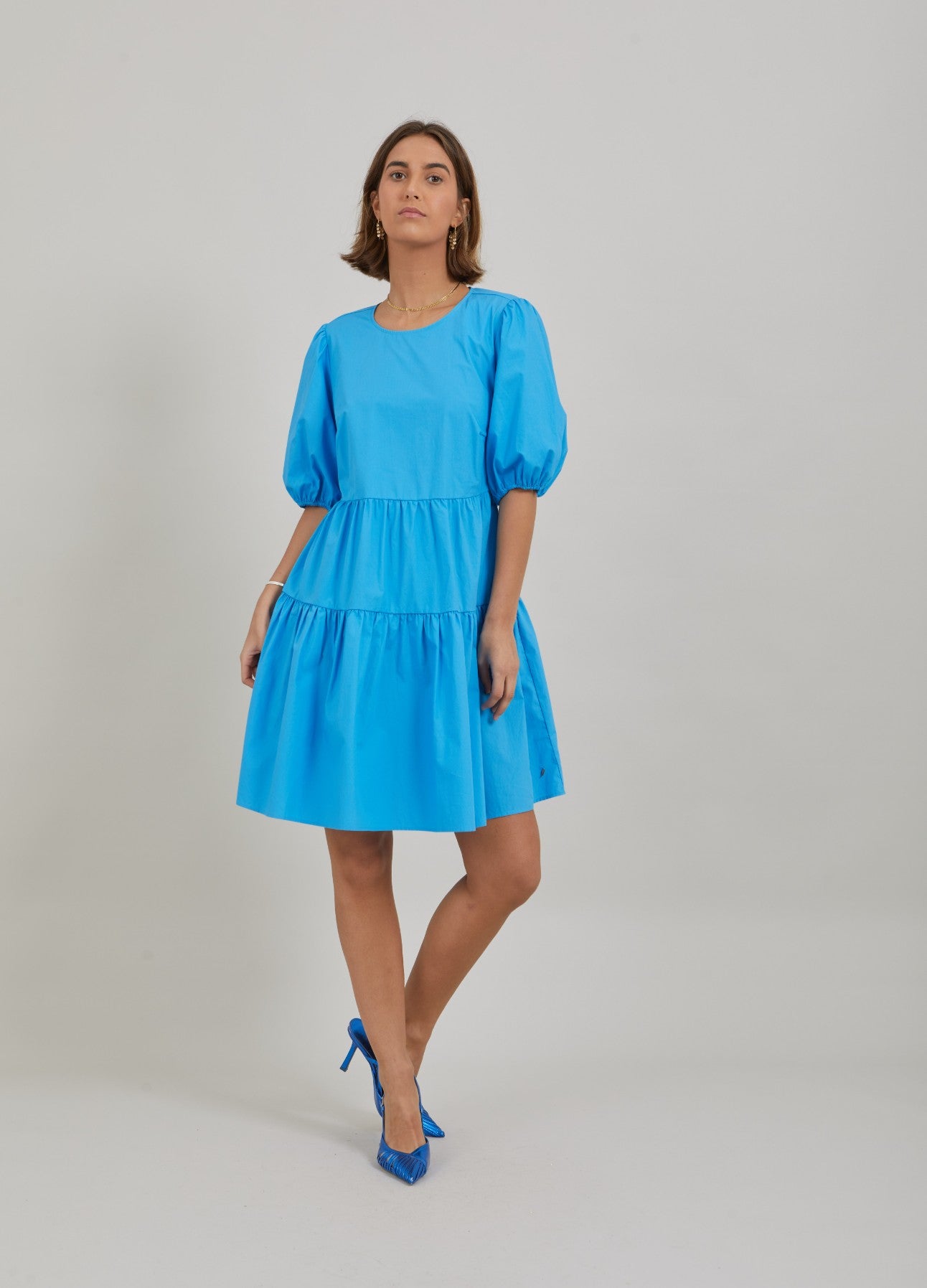 Coster Copenhagen Blue Laguna Short Dress with Open Back