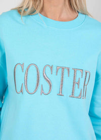 Coster Copenhagen Aqua Blue Logo Supersoft Fleece Lined Sweatshirt, 241-1107