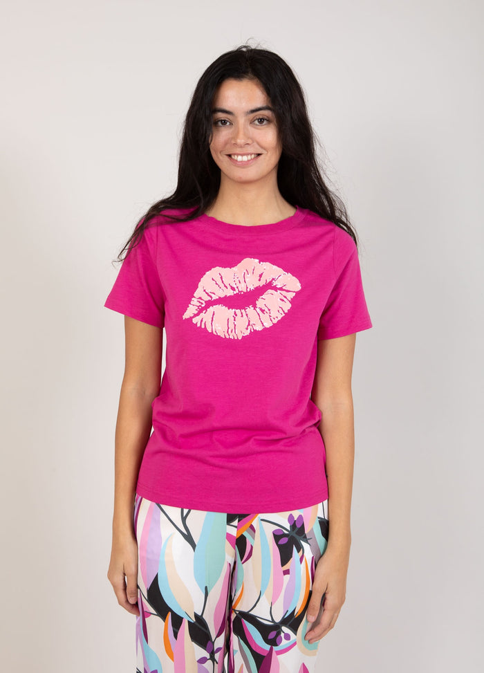 Coster Copenhagen Berry T-Shirt with Kissing Lips, 241-1143