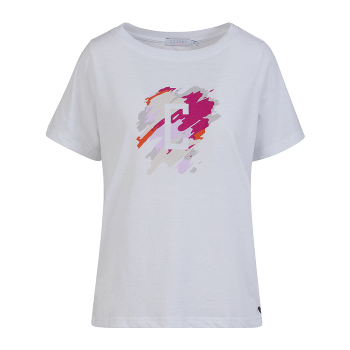 Coster Copenhagen White T-Shirt with Paint Mix Logo, 241-1144