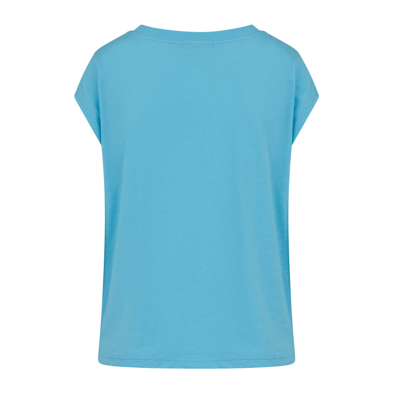 Coster Copenhagen Aqua Blue T-Shirt with Foil Coster Print, 241-1168
