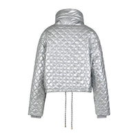 Coster Copenhagen Silver Quilted Cropped Oversized Jacket, 244-6414 