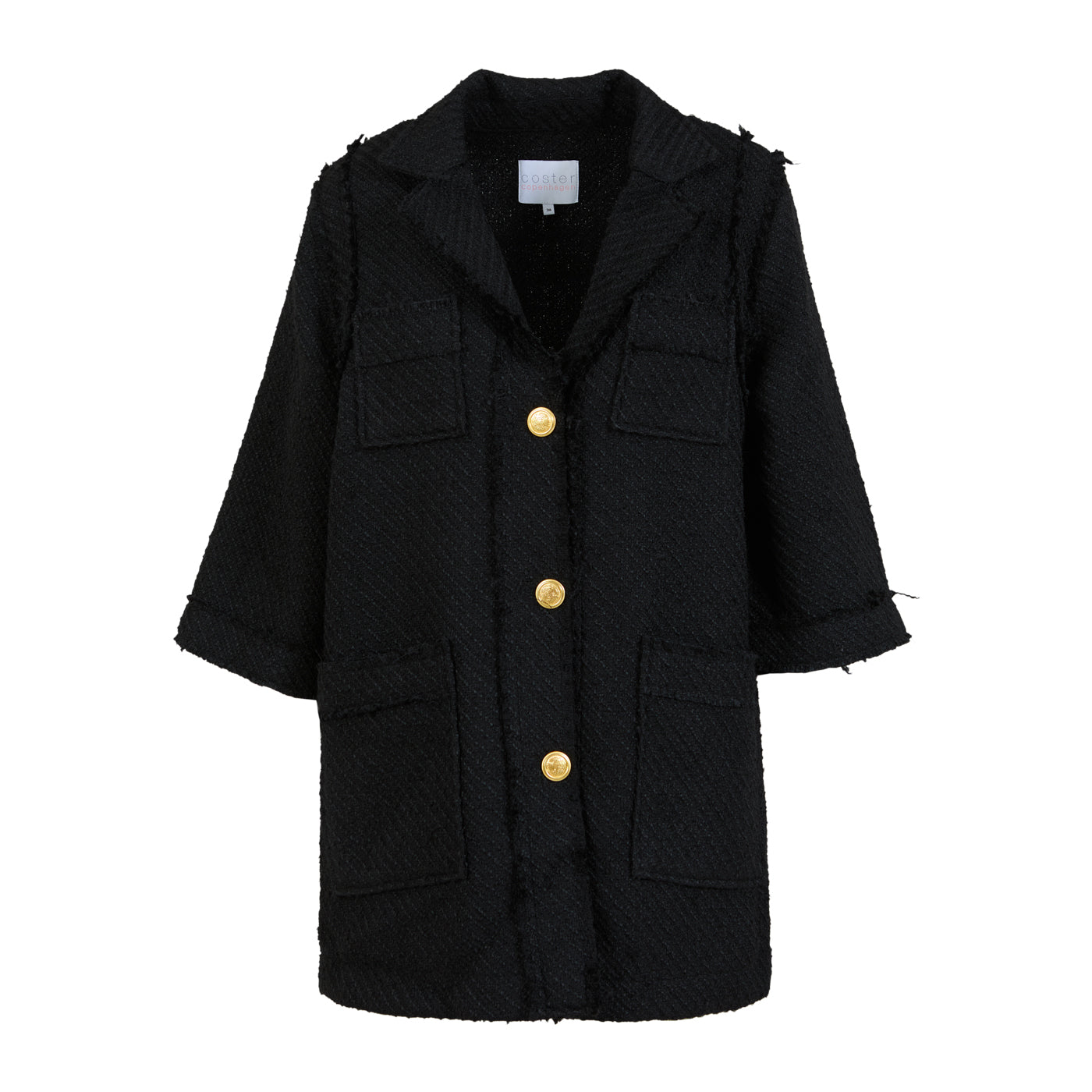 Black boucle longline jacket hotsell