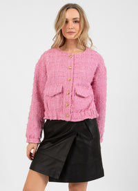 Coster Copenhagen Blush Pink Boucle Bomber, 244-8451