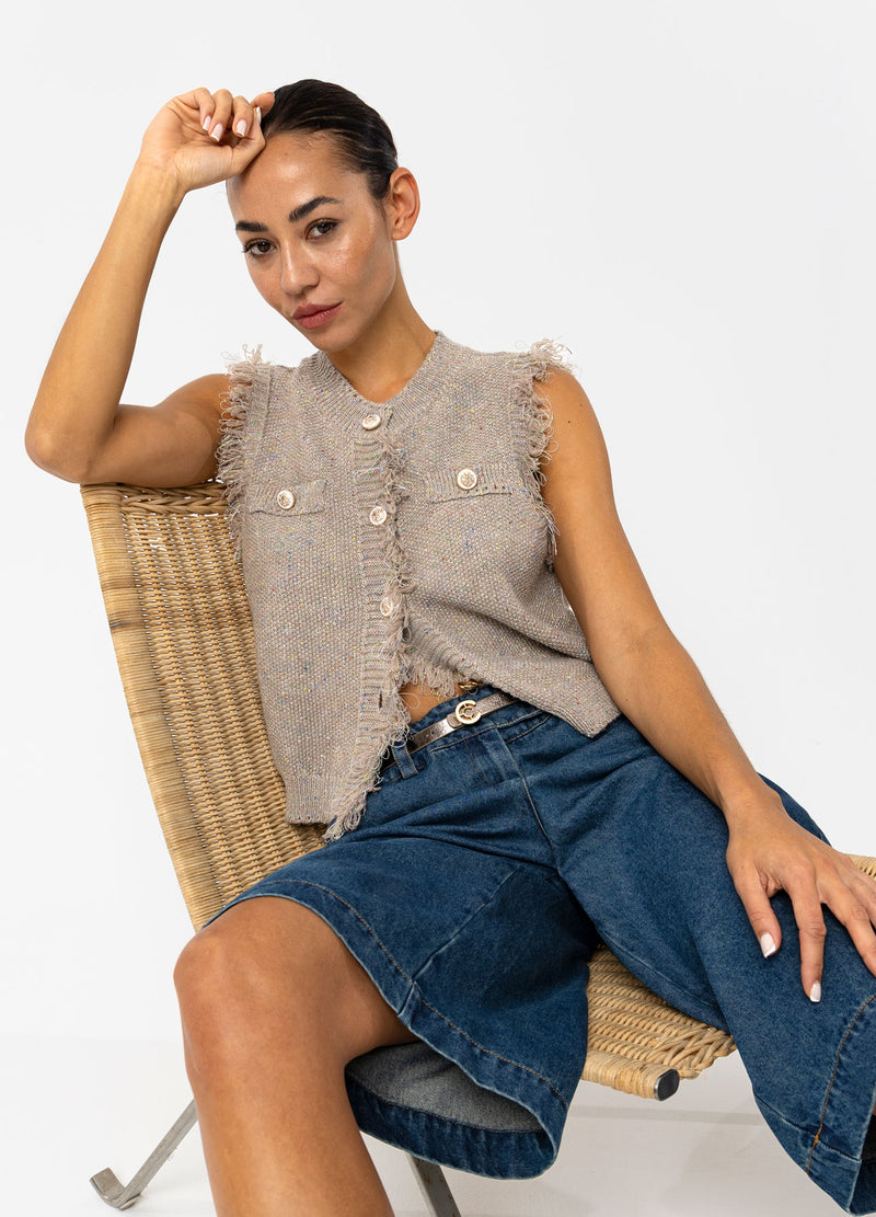 Coster Copenhagen Metallic Sand Lurex Knitted Waistcoat
