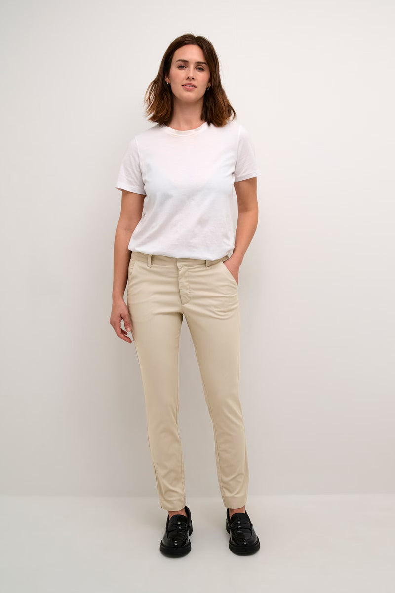 Kaffe Kalea Highwaisted Stone Beige Slim Leg Chino Trousers