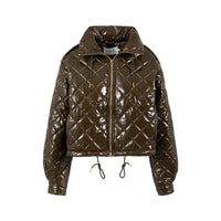 Coster Copenhagen Khaki Brown Quilted Cropped Oversized Jacket