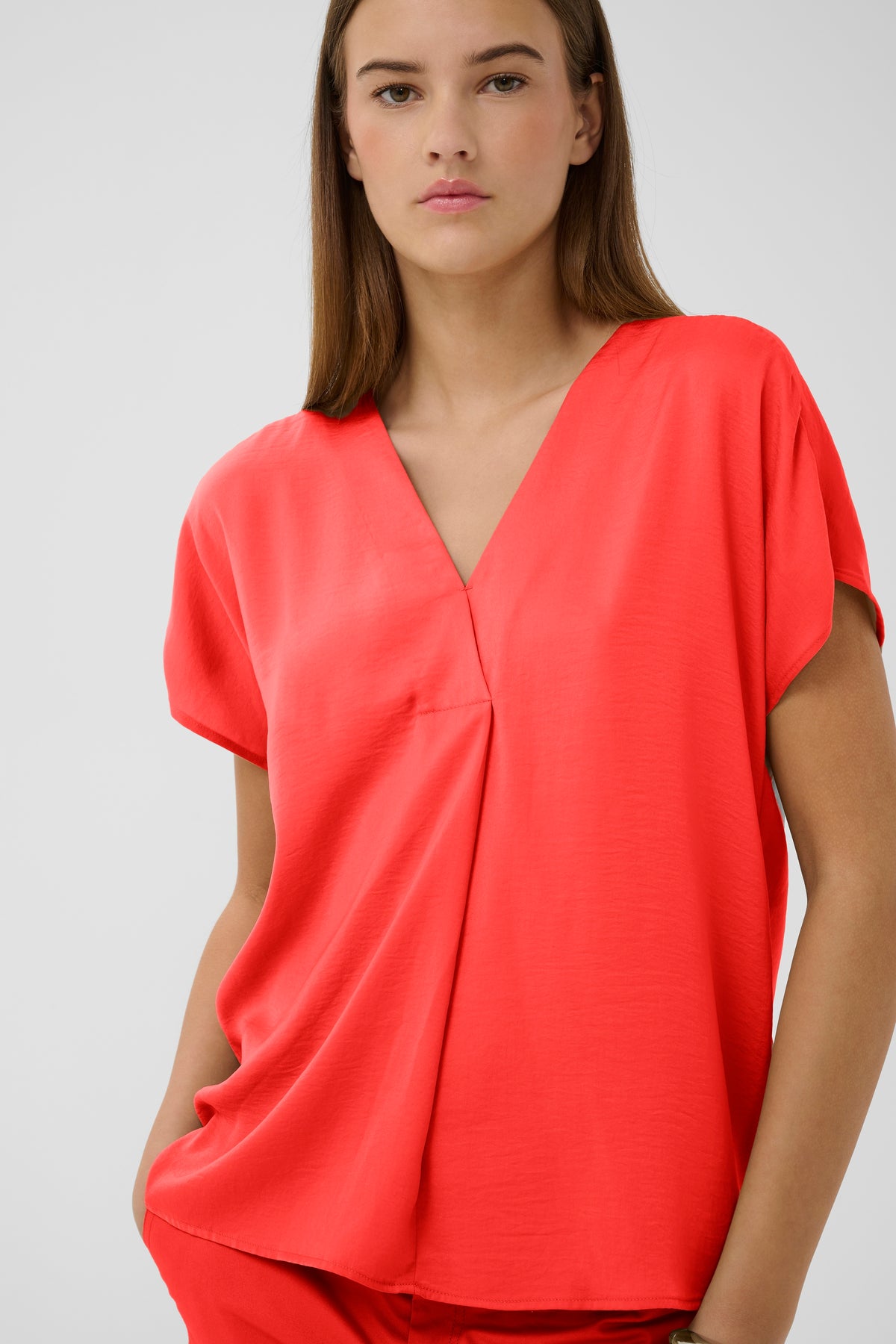 InWear Rinda Poppy Red V-Neck Top, 30105188