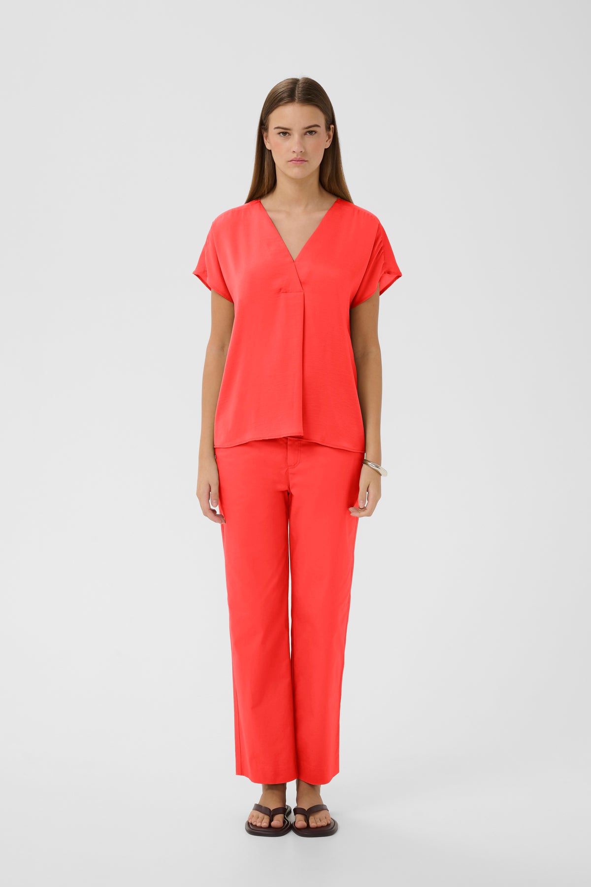 InWear Rinda Poppy Red V-Neck Top, 30105188