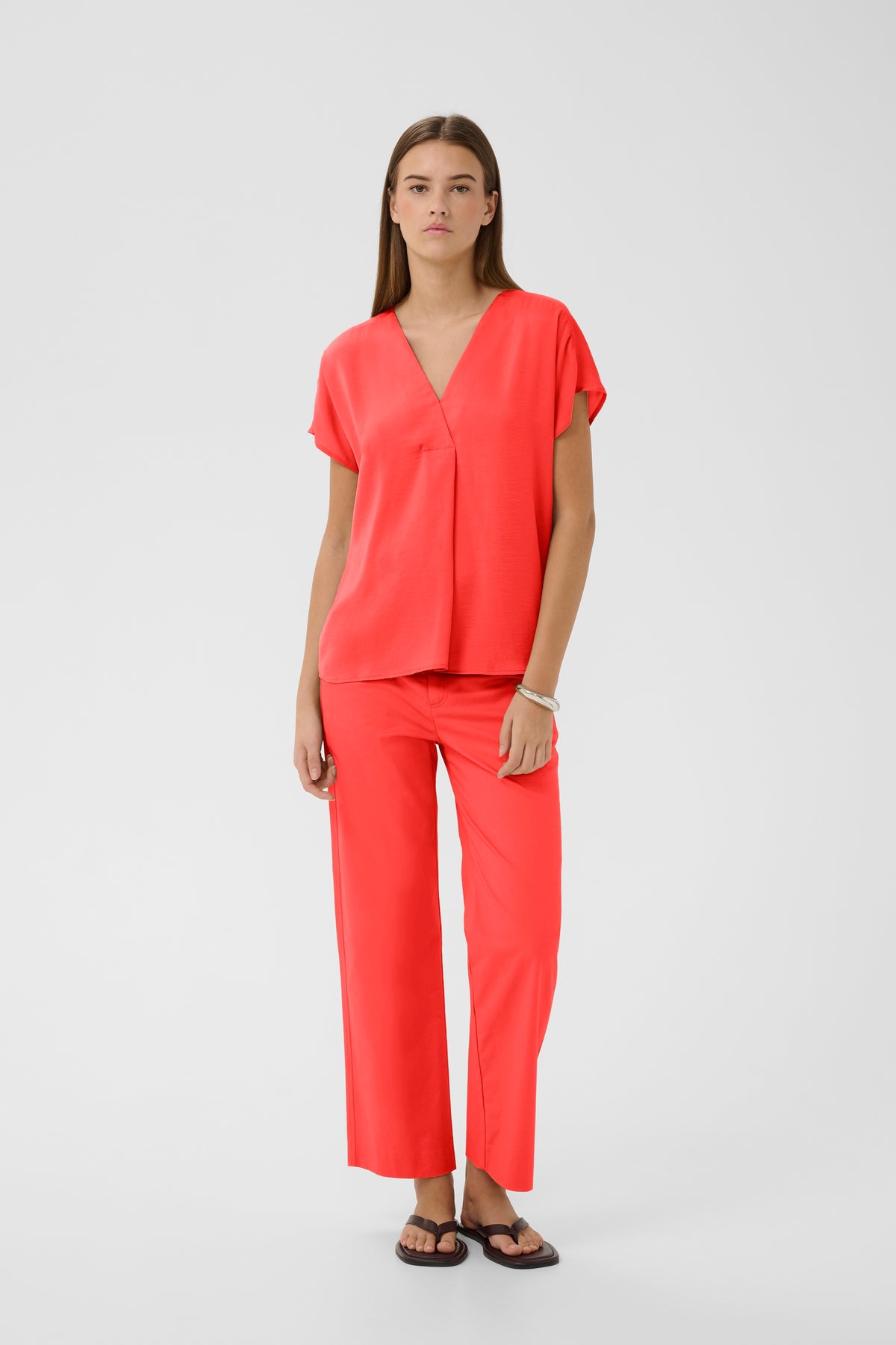 InWear Rinda Poppy Red V-Neck Top, 30105188