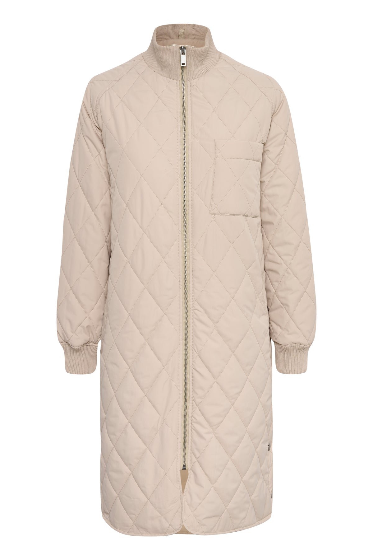 InWear Ektra Sandstone Ultimate Oversized Quilted Coat with Button Detailing