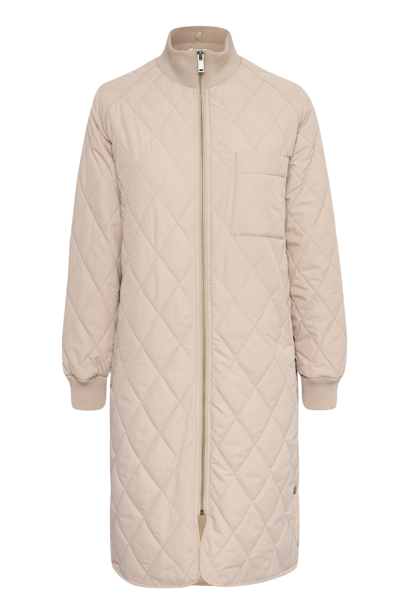 InWear Ektra Sandstone Ultimate Oversized Quilted Coat with Button Detailing