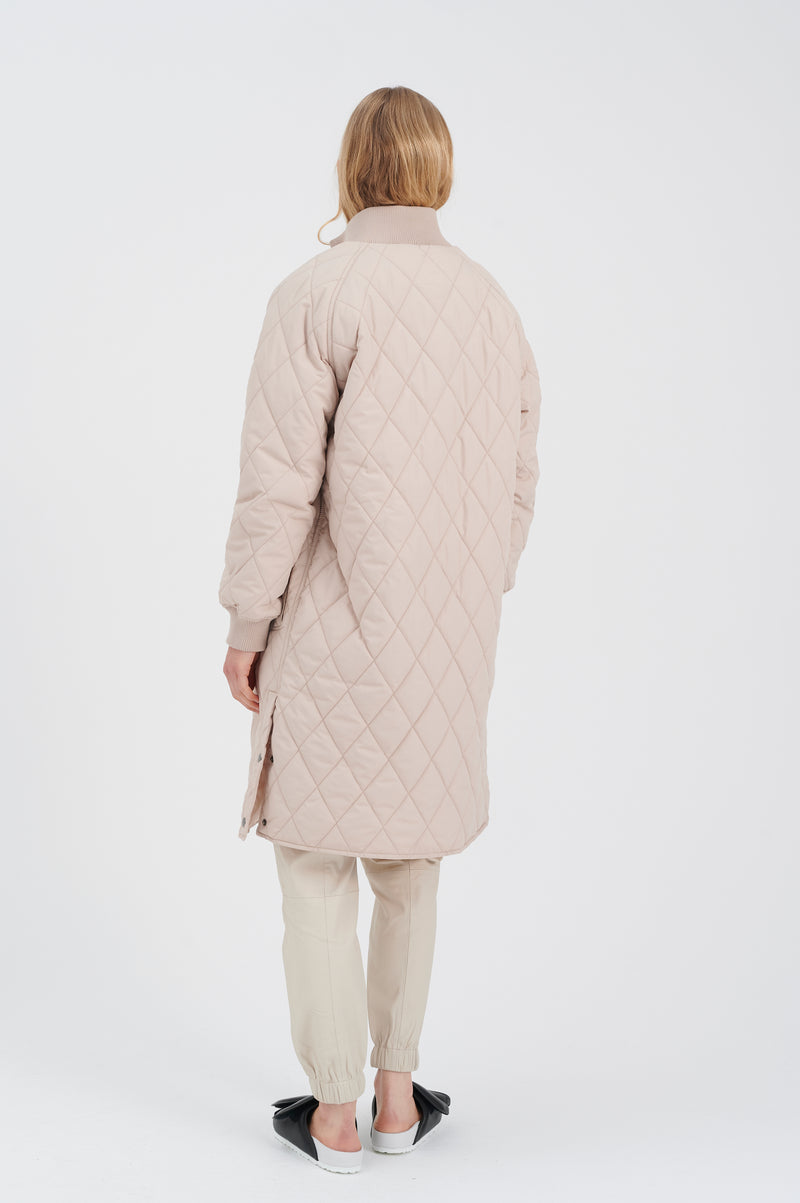 InWear Ektra Sandstone Ultimate Oversized Quilted Coat with Button Detailing