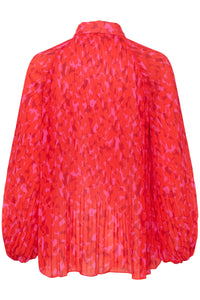 InWear Desdra Red Plisse Abstract Printed Oversized Blouse, 30108151