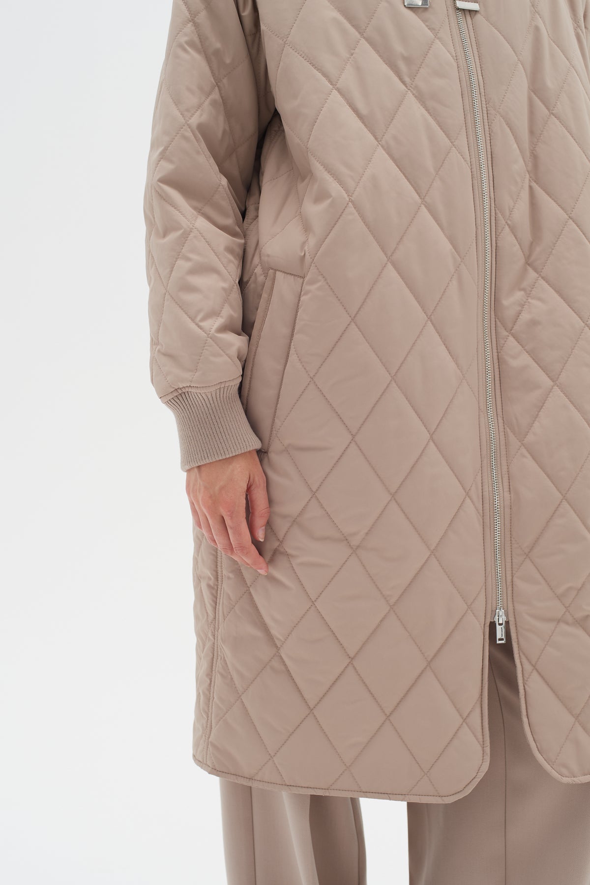 InWear Iktra Mocha Grey Oversized Quilted Coat, 30108460