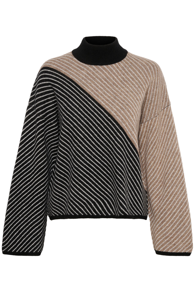 InWear Rance Mocha Grey/Black Oversized Knitted Pullover, 30108598