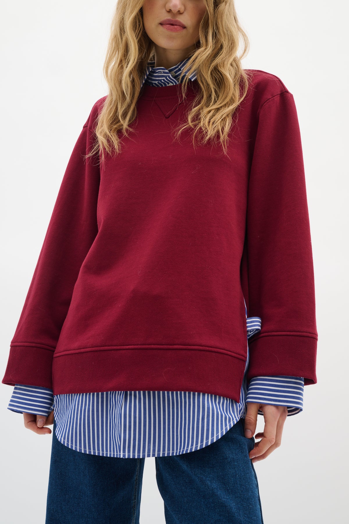 InWear Gincent Cabernet Modal Supersoft Dipped Hem Sweatshirt